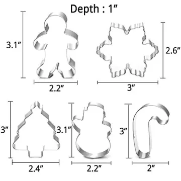 5 Piece Christmas Cookie Cutter Set for Holiday Baking