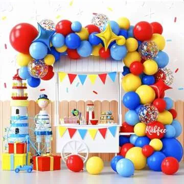 RUBFAC 65pcs Carnival Circus Balloon Kit for Birthday Parties