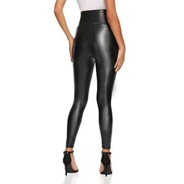 V VOCNI Womens Faux Leather Maternity Leggings for Comfort