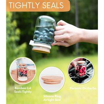 Overnight Oats Containers with Lids - 2 Pack Mason Jars 16 oz with lids - Glass Meal Prep Containers for Oats Overnight & Chia Pudding - Yogurt Parfait Cups with Lids or Salad Dressing Container to Go