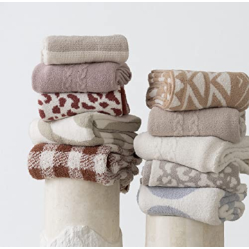 DLUXEV Luxurious Super Soft Throw Blanket, Fluffy Cozy Taupe Tan Blanket for Bed, Knit Lightweight C...