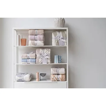 DLUXEV Luxurious Super Soft Throw Blanket, Fluffy Cozy Taupe Tan Blanket for Bed, Knit Lightweight Comfy Texture, Chic Stripped Throw for Sofa/Couch, Gift for Women, Beige & Cream Waffle 50"x60"