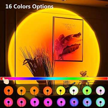 LEBROMI Sunset Lamp, 16 Colors Sunset Lamp Projection with Remote,Night Light for Party Living Room Bedroom Decor，Sun Lamp Gifts for Women (Sunset lamp)