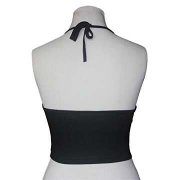 XUANOU Womens Mandala Print Sleeveless Halterneck Tank Crop Tops Vest Blouse T-Shirt (Small, Black)