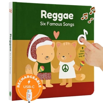 Cali's Books Reggae Musical Book for Toddlers 1-3 with 6 Favorite Bob Marley Songs | New Rechargeabl...