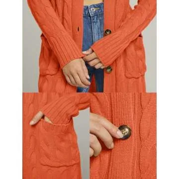 Cozy MEROKEETY Long Sleeve Cable Knit Sweater Cardigan