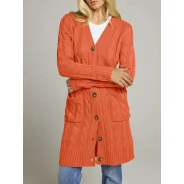 Cozy MEROKEETY Long Sleeve Cable Knit Sweater Cardigan