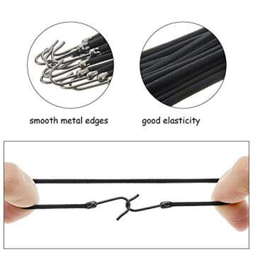 Hotop 15 Pieces Elastic Hook Hair Tie Styling Ponytail Holder Hooks Cord for Curly Long Hair(Black)