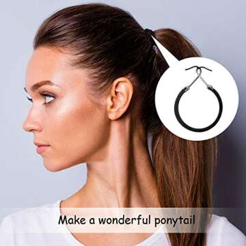 Hotop 15 Pieces Elastic Hook Hair Tie Styling Ponytail Holder Hooks Cord for Curly Long Hair(Black)