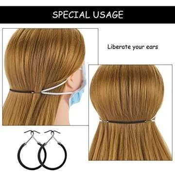 Hotop 15 Pieces Elastic Hook Hair Tie Styling Ponytail Holder Hooks Cord for Curly Long Hair(Black)