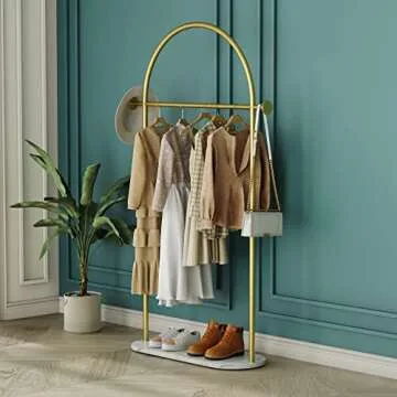 Stylish Gold Garment Rack with Marble Base for Elegant Spaces