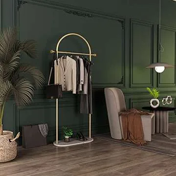 Stylish Gold Garment Rack with Marble Base for Elegant Spaces