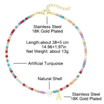 JUNYANGY Initial Necklaces for Women,Colorful Beaded Choker Necklaces for Women Gifts Bohemian Letter Choker Necklace Jewelry for Women Birthday Gifts