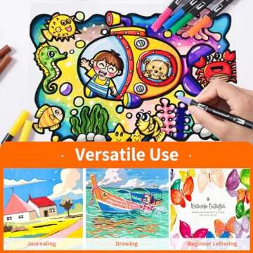 TOSHARE Double Brush Marker Pens, 72 Colors Art Markers Set with Fine Tip and Brush Tip for Kids Adult Coloring Book Hand Lettering Calligraphy Drawing Art Supplies Kit