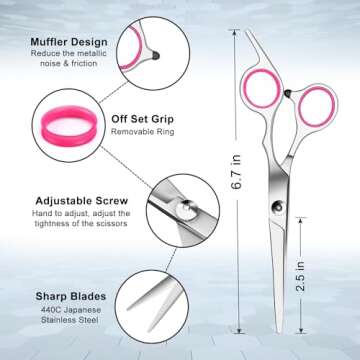 Sirabe 9 Pcs Hair Cutting Scissors Set Hairdressing Scissors Kit, Thinning Haircut Scissors, Profess...