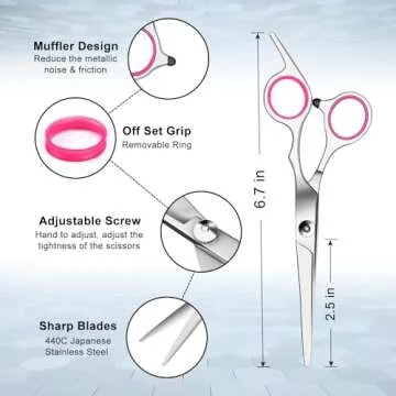 Sirabe 9 Pcs Hair Cutting Scissors Set Hairdressing Scissors Kit, Thinning Haircut Scissors, Profess...