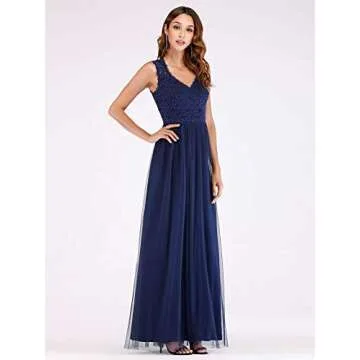 Women's V-Neck Sleeveless Evening Party Bridesmaid Dress Navy US16