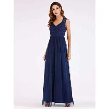 Women's V-Neck Sleeveless Evening Party Bridesmaid Dress Navy US16