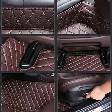 ZPXJSM Custom Making Car Floor Mats for 95% Sedan SUV Sports Car Full Coverage Cute Men Women Pads Protection Non-Slip Leather Floor Liners (Pink)