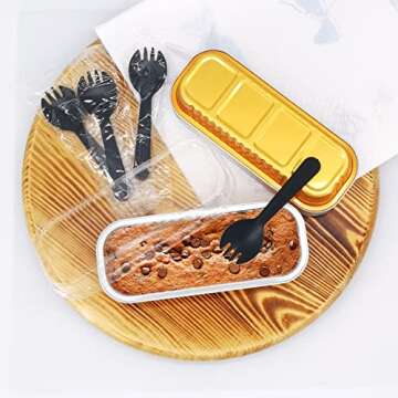 LNYZQUS Disposable Baking Tins Foil Mini Pans With Lids 50 Pack, 6.8oz 6.5"x2.5"x1.2" Aluminum Small...