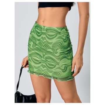 Verdusa Women's Marble Pattern Bodycon Mini Skirt