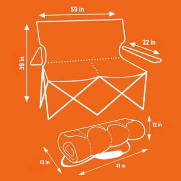 Kelty Loveseat Camping Chair, Canyon Brown/Belluga – Folding Double Camp Chair for Festivals, Camping and Beach Days - Updated 2019 Model …