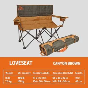 Kelty Loveseat Camping Chair, Canyon Brown/Belluga – Folding Double Camp Chair for Festivals, Camping and Beach Days - Updated 2019 Model …