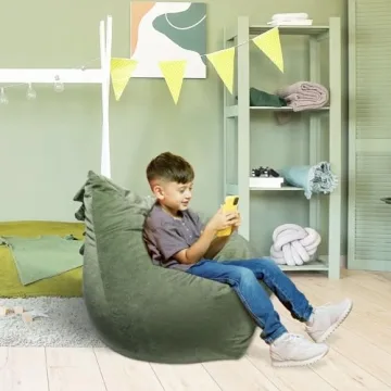 decalsweet Dinosaurs Bean Bag Chair Stuffed Animal Toy Storage Bag for Kids, Large Size Extra Soft Girls Boys Storage Organizer with Zipper, Beanbag Chairs for Home, 31×30×25 Inch (Cover Only)