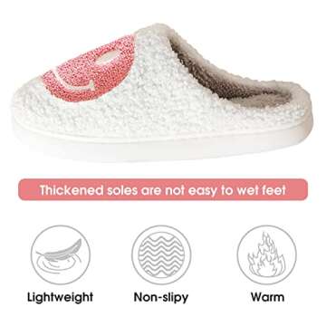 Smile Face Slippers for Women Happy face slippers Retro Soft Plush Warm Slip-on Slippers, Cozy Indoor Outdoor Slippers