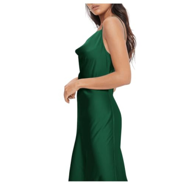 Floerns Women's Dark Green Satin Silk Midi Dress Party Wear