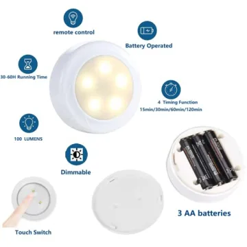 ANUOMY Wireless Battery Powered Light Bulbs with Remote