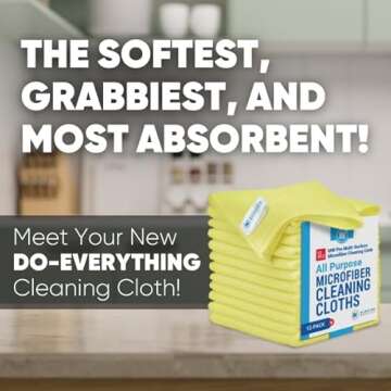 12" x 12" MW Pro Multi-Surface Microfiber Cleaning Cloths | Yellow - 12 Pack | Premium Microfiber To...
