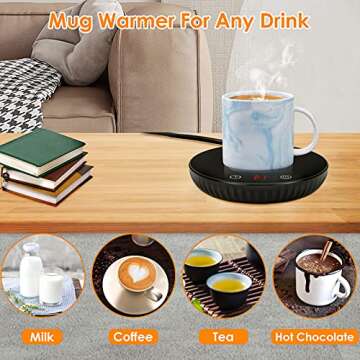 Coffee Mug Warmer, Mug Warmer for Desk 2 Temp Settings Auto Off Coffee Cup Warmer with 1-12H Timer, Smart Coffee Warmer Candle Warmer for Warming & Heating Coffee, Beverage, Milk, Tea, Hot Chocolate