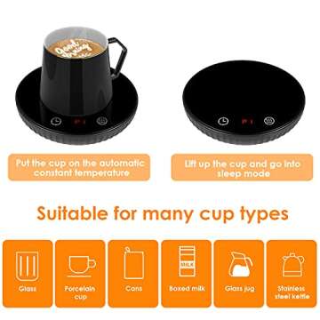 Coffee Mug Warmer, Mug Warmer for Desk 2 Temp Settings Auto Off Coffee Cup Warmer with 1-12H Timer, Smart Coffee Warmer Candle Warmer for Warming & Heating Coffee, Beverage, Milk, Tea, Hot Chocolate