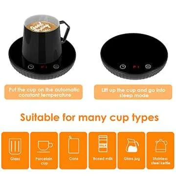 Coffee Mug Warmer, Mug Warmer for Desk 2 Temp Settings Auto Off Coffee Cup Warmer with 1-12H Timer, Smart Coffee Warmer Candle Warmer for Warming & Heating Coffee, Beverage, Milk, Tea, Hot Chocolate