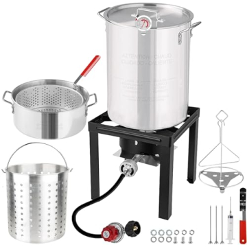 Lafati Turkey Fryer Set - 30QT & 10QT Pots with 54,000 BTU Burner for Outdoor Cooking