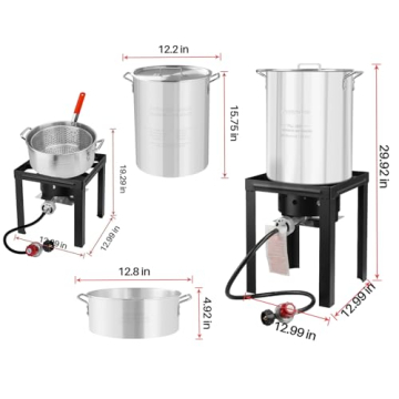 Lafati Turkey Fryer Set with 30QT & 10QT Pots for Outdoor Cooking