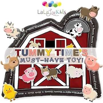 LaLa Lou Kids Tummy Time Mat Premium Inflatable Big Red Barn Farmer Toy Tummy Time Water Mat with Stimulation Toys Promoting Muscles Development and Motor Skills in Infants and Toddlers