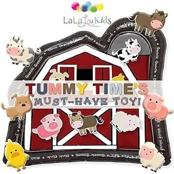 LaLa Lou Kids Tummy Time Mat Premium Inflatable Big Red Barn Farmer Toy Tummy Time Water Mat with Stimulation Toys Promoting Muscles Development and Motor Skills in Infants and Toddlers