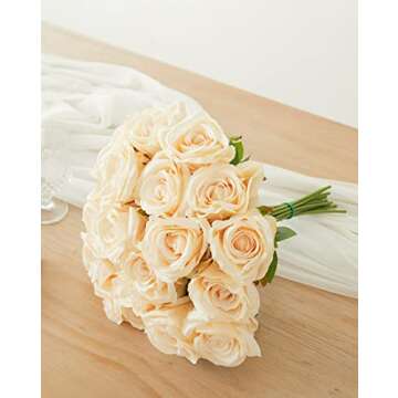 PARTY JOY 20PCS Artificial Flowers, Silk Flower Realistic Roses Bouquet Long Stem for Home Decor Wedding Decoration