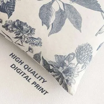 Foindtower Set of 2 Linen Floral Vintage Throw Pillow Covers Neutral Accent Print Decorative Cushion Covers Farmhouse Boho Home Decor for Sofa Chair Couch Bedroom Living Room Outdoor,18×18 Inch,Blue