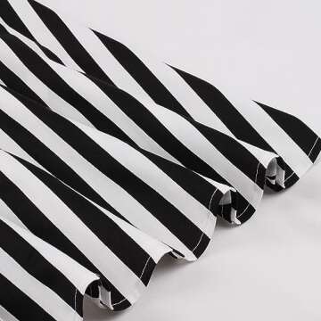 Black and White Striped Dress for Women: 50s Circus?Costumes Adult Halloween Movie Character Cosplay Vintage 1950s Rockabilly Pinup Dresses Pageant Midi Cocktail Tea Party Gown Black Stripes M