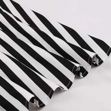 Black and White Striped Dress for Women: 50s Circus?Costumes Adult Halloween Movie Character Cosplay Vintage 1950s Rockabilly Pinup Dresses Pageant Midi Cocktail Tea Party Gown Black Stripes M