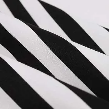 Black and White Striped Dress for Women: 50s Circus?Costumes Adult Halloween Movie Character Cosplay Vintage 1950s Rockabilly Pinup Dresses Pageant Midi Cocktail Tea Party Gown Black Stripes M