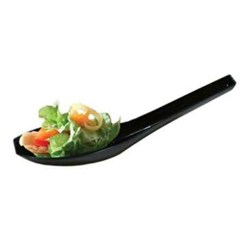 100 Disposable Plastic Black Chinese Soup Spoons Asian Soup Spoons Dessert Spoon Tasting spoons & Sample Spoon (100 Black Asian Spoons)