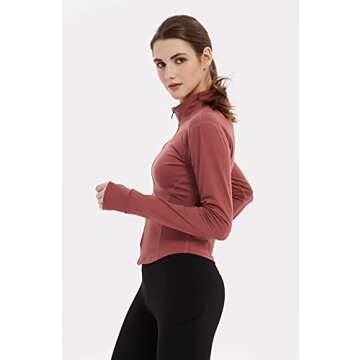 Gihuo Women's Lightweight Workout Jacket with Thumb Holes