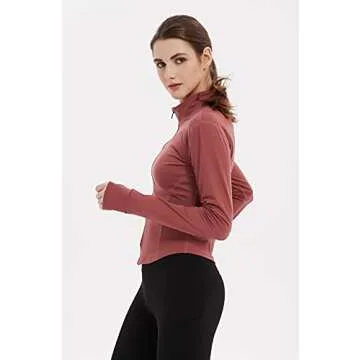 Gihuo Women's Lightweight Workout Jacket with Thumb Holes