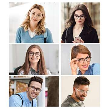 MIGSIR 3 Pack Blue Light Blocking Glasses for Computer Gaming Eye Strain, Round Fashion Fake Eyeglasses Frames for Women Men (Bright Black+ Leopard+ Clear)