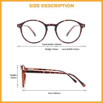 MIGSIR 3 Pack Blue Light Blocking Glasses for Computer Gaming Eye Strain, Round Fashion Fake Eyeglasses Frames for Women Men (Bright Black+ Leopard+ Clear)