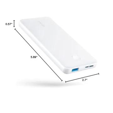 Anker Power Bank(PowerCore 10K),Compact Travel-Ready 10,000mAh Battery Pack with PowerIQ Charging Technology,5V/3A High-Speed Charging,USB-C for iPhone,iPad,and More (USB-C Input Only（White）, 1 Pack)